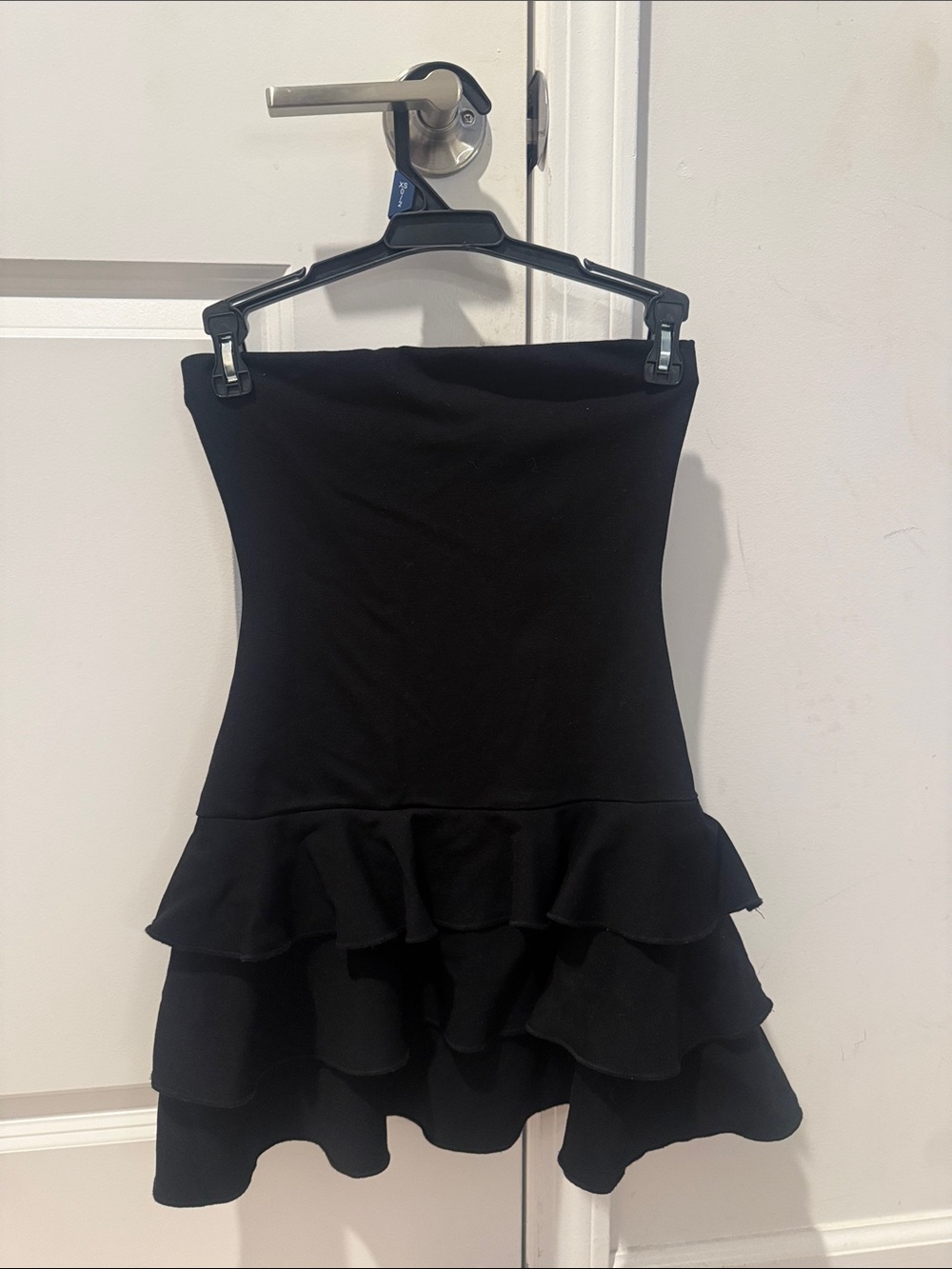 Black Strapless Ruffle Mini Dress - Women